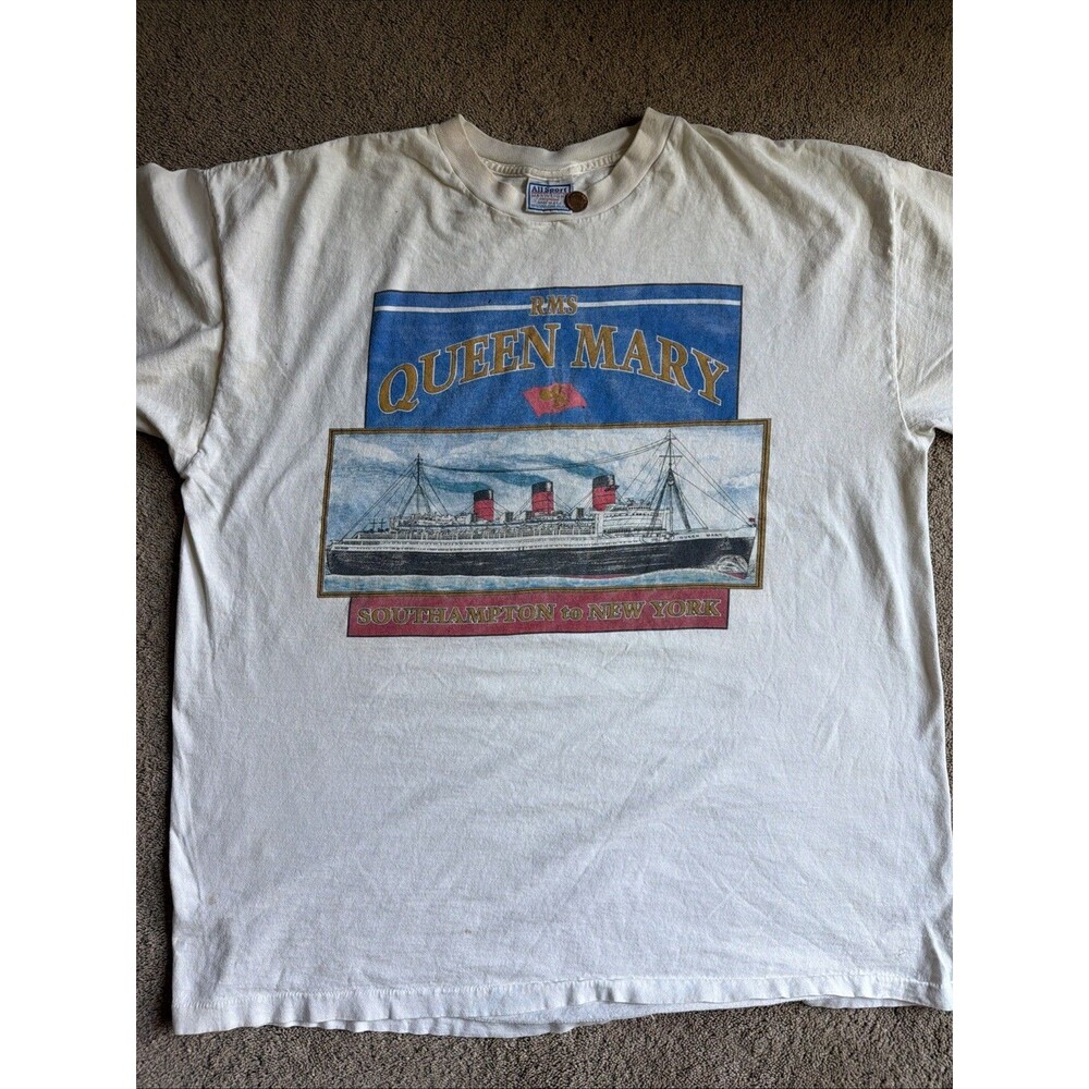 Vintage Single Stitch RMS Queen Mary Southampton NY Allsport XXL Shirt
